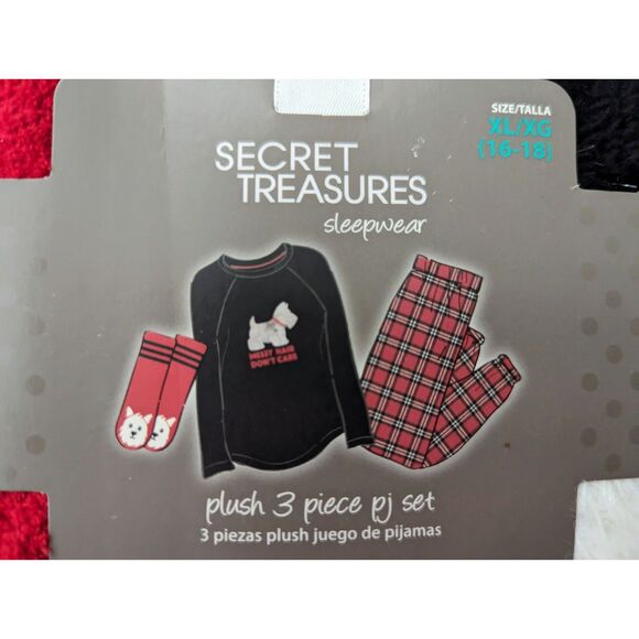 Secret Treasures plush 3-pc pj set (pant/top/socks)    SZ XL (16-18) - Picture 7 of 8